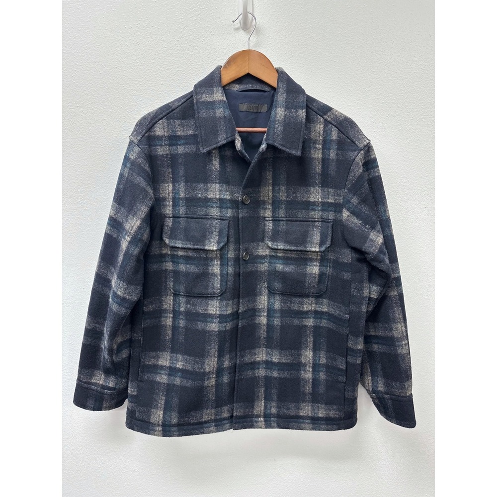 Uniqlo Overshirt Flannel Plaid Jacket Navy Blue M‎